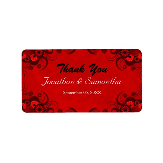 Floral Dark Red Gothic Medium Wedding Favor Labels (Voorkant)