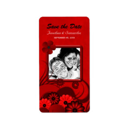 Floral Dark Red Gothic Save the Date Wine Labels