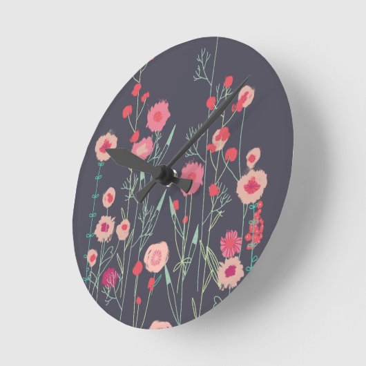 Floral Dark Ronde Klok (Hoek)