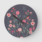 Floral Dark Ronde Klok (Voorkant)