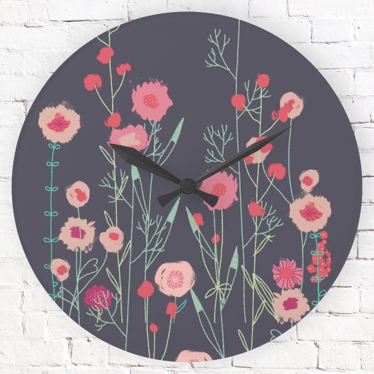 Floral Dark Ronde Klok