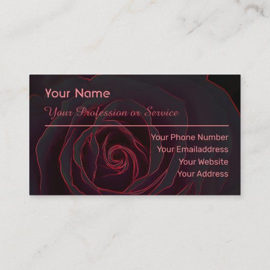 Floral dark roos neon pop-art visitekaartje (Achterkant)