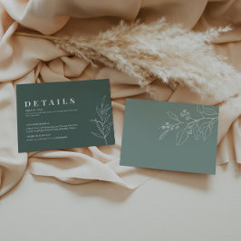Floral Dark Sage Green Wedding Kaart