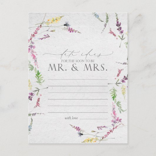 Floral date Ideeën voor wilde Waterverf Briefkaart (Voorkant)