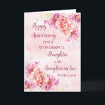 Floral Daughter & Daughter in Law Jubileum Kaart<br><div class="desc">Gelukkige trouwjubileumkaart voor dochter en schoondochter met mooie waterverf  bloemetjes en sentimentele verzen.</div>