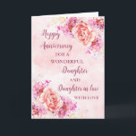 Floral Daughter & Daughter in Law Jubileum Kaart<br><div class="desc">Gelukkige trouwjubileumkaart voor dochter en schoondochter met mooie waterverf  bloemetjes en sentimentele verzen.</div>