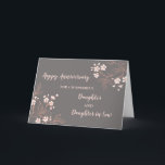 Floral Daughter & Daughter in Law Jubileum Kaart<br><div class="desc">Gelukkige trouwjubileumkaart voor dochter en schoondochter met  lichtroze en witte bloemen,  en oprechte vers.</div>