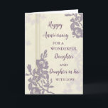 Floral Daughter & Daughter in Law Jubileum Kaart<br><div class="desc">Gelukkige trouwjubileumkaart voor dochter en schoondochter met mooie  paarse bloemen en sentimentele verzen.</div>