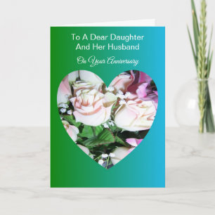Floral Daughter Husband Personalized Jubileum Kaart