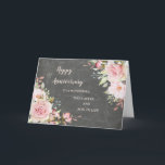 Floral Daughter & Son in Law Bruiloft Jubileum Kaart<br><div class="desc">Gelukkige trouwjubileumkaart voor dochter en schoonzoon met elegante blush roze waterverf bloemen en krijtbord achtergrond en oprechte vers.</div>