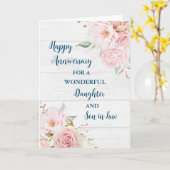 Floral Daughter & Son in Law Bruiloft Jubileum Kaart (Gele Bloem)