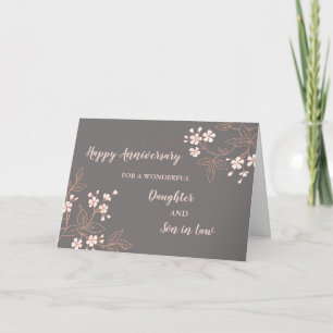 Floral Daughter & Son in Law Bruiloft Jubileum Kaart