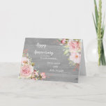 Floral Daughter & Son in Law Bruiloft Jubileum Kaart<br><div class="desc">Gelukkige trouwkaart voor schoondochter en schoonzoon met sierlijke blush roze waterverf bloemetjes en houten achtergrond en oprechte versjes.</div>