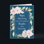 Floral Daughter & Son in Law Bruiloft Jubileum Kaart<br><div class="desc">Gelukkige trouwjubileumkaart voor dochter en schoonzoon met mooie  roze waterverf bloemen,  en sentimentele vers.</div>