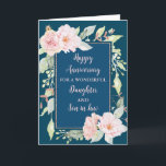 Floral Daughter & Son in Law Bruiloft Jubileum Kaart<br><div class="desc">Gelukkige trouwjubileumkaart voor dochter en schoonzoon met mooie  roze waterverf bloemen,  en sentimentele vers.</div>