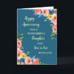 Floral Daughter & Son in Law Bruiloft Jubileum Kaart<br><div class="desc">Gelukkige trouwjubileumkaart voor dochter en schoonzoon met mooie waterverf  bloemetjes en sentimentele verzen.</div>