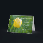 Floral Daughter & Son in Law Bruiloft Jubileum Kaart<br><div class="desc">Gelukkige trouwjubileumkaart voor dochter en schoonzoon met  gele tulp,  en oprechte vers.</div>