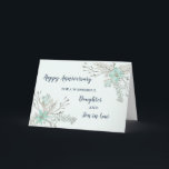 Floral Daughter & Son in Law Bruiloft Jubileum Kaart<br><div class="desc">Gelukkige trouwjubileumkaart voor dochter en schoonzoon met  lichtblauwe bloemen,  en oprechte vers.</div>