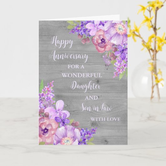 Floral Daughter & Son in Law Bruiloft Jubileum Kaart (Gele Bloem)