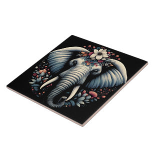 Floral dawn olifant kunst tegeltje