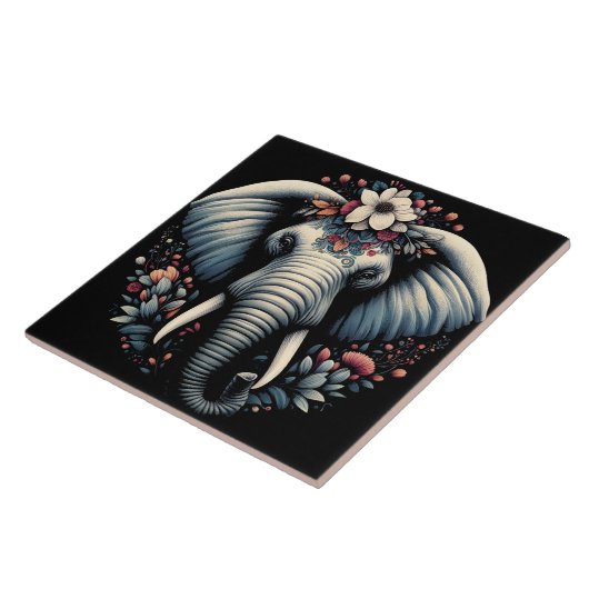 Floral dawn olifant kunst tegeltje (Zijkant)
