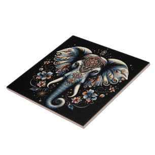 Floral dawn olifant kunst tegeltje