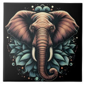 Floral dawn olifant kunst tegeltje (Voorkant)