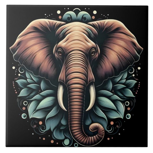 Floral dawn olifant kunst tegeltje (Voorkant)