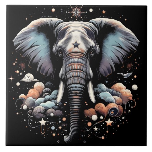 Floral dawn olifant kunst tegeltje (Voorkant)