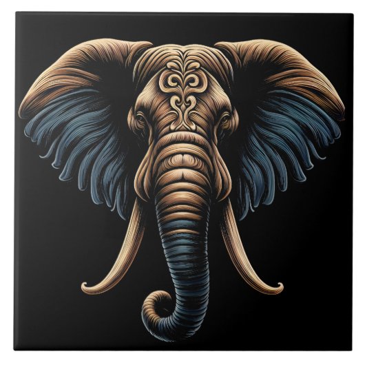 Floral dawn olifant kunst tegeltje (Voorkant)