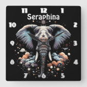 Floral dawn olifant kunst vierkante klok (Voorkant)