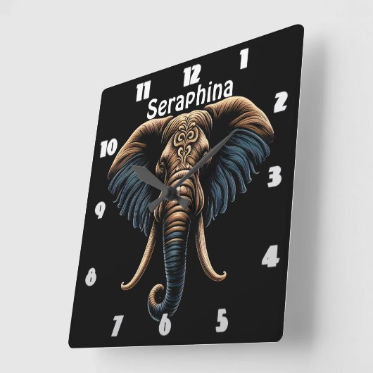 Floral dawn olifant kunst vierkante klok (Hoek)