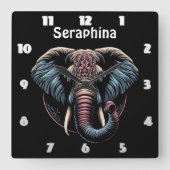 Floral dawn olifant kunst vierkante klok (Voorkant)