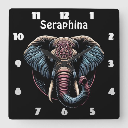 Floral dawn olifant kunst vierkante klok (Voorkant)