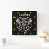 Floral dawn olifant kunst vierkante klok (Huis)