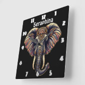 Floral dawn olifant kunst vierkante klok (Hoek)