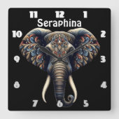 Floral dawn olifant kunst vierkante klok (Voorkant)