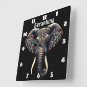 Floral dawn olifant kunst vierkante klok (Hoek)