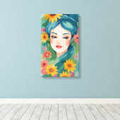 Floral Daydream Portrait Canvas Afdruk (Insitu (Houten vloer))