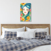 Floral Daydream Portrait Canvas Afdruk (Insitu (Slaapkamer))