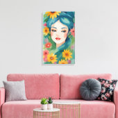 Floral Daydream Portrait Canvas Afdruk (Insitu (Woonkamer))