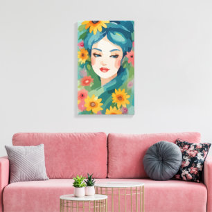 Floral Daydream Portrait Canvas Afdruk
