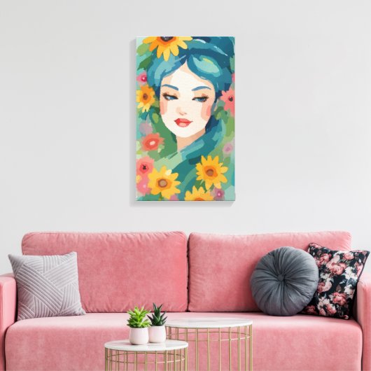 Floral Daydream Portrait Canvas Afdruk (Insitu (Woonkamer))