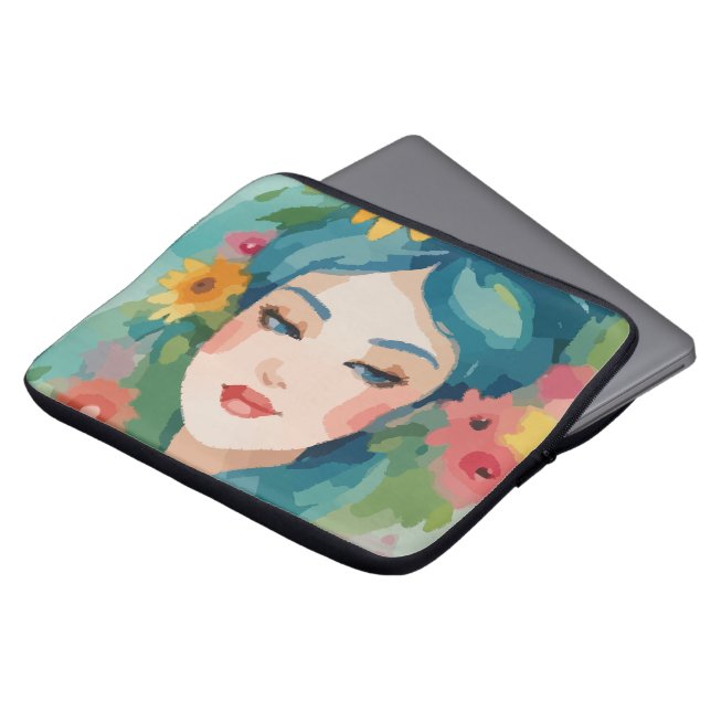 Floral Daydream Portrait Laptop Sleeve (Voorkant top)