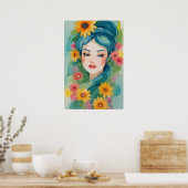 Floral Daydream Portrait Poster (Keuken)