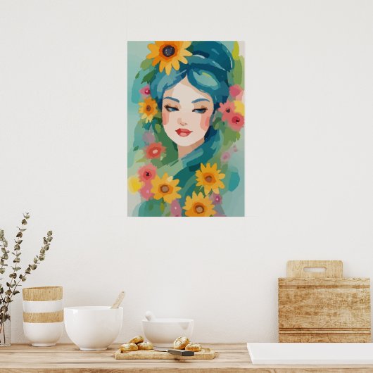 Floral Daydream Portrait Poster (Keuken)