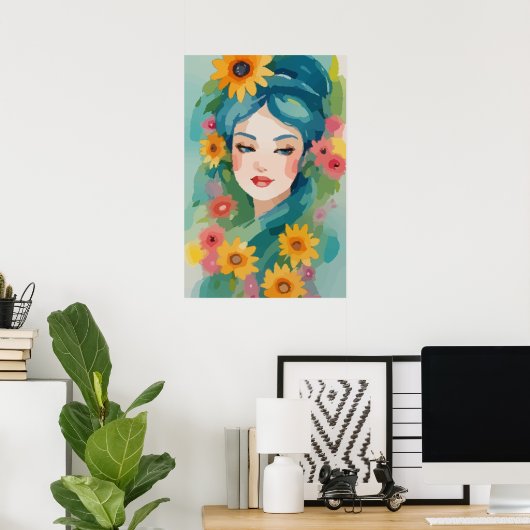 Floral Daydream Portrait Poster (Thuiskantoor)