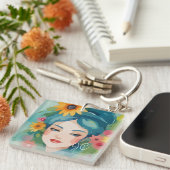 Floral Daydream Portrait Sleutelhanger (Voorkant Rechts)