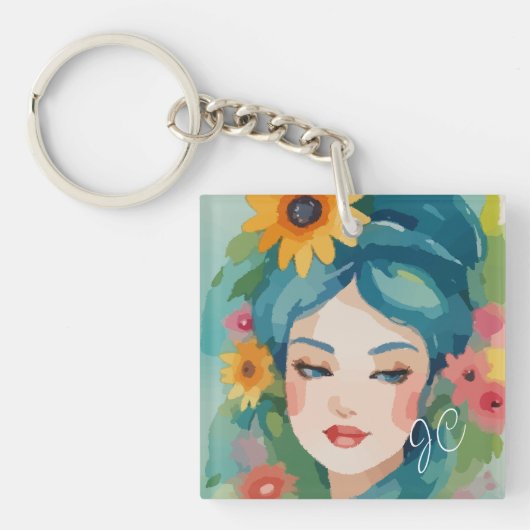 Floral Daydream Portrait Sleutelhanger (Voorkant)