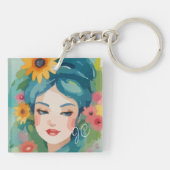 Floral Daydream Portrait Sleutelhanger (Achterkant)